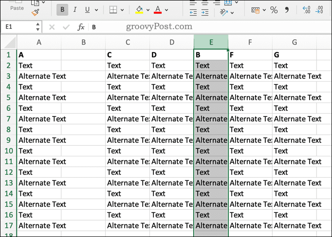 Презаписване на колона в Excel
