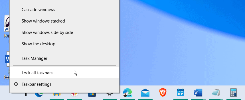 коригиране на лентата на задачите на Windows, която се показва на цял екран
