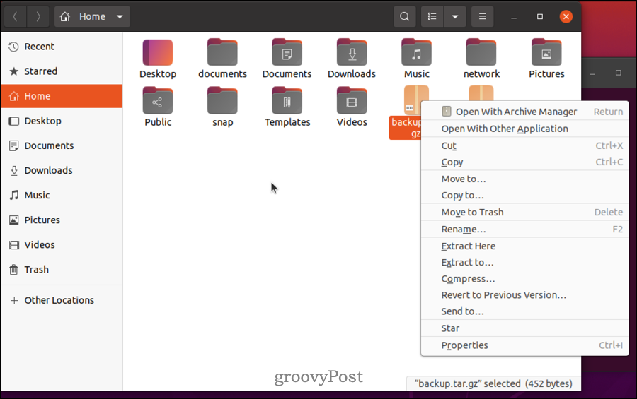 как да извлечете gz файл в Linux с помощта на gui