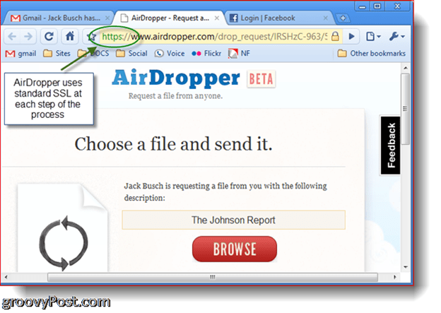 AirDropper Dropbox - Изберете файл за изпращане