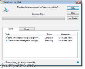Тест за синхронизиране на поща в Windows Live