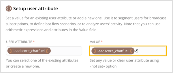 Създайте нов потребителски атрибут и задайте стойност за него в Chatfuel.