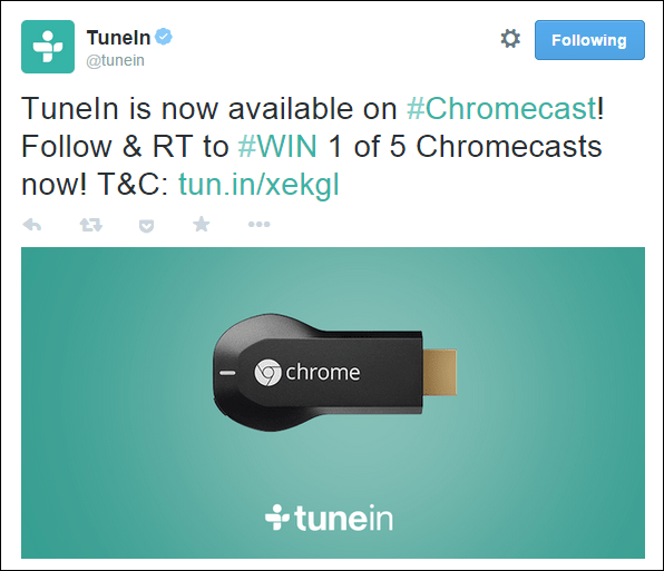 TuneIn Twitter Chromecast Промо