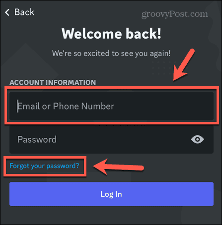 discord забравена парола