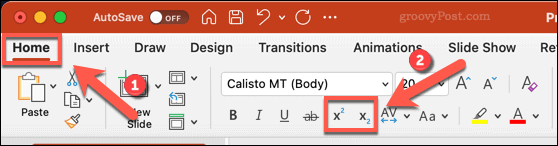 Икони за промяна на текст в индекс или индекс в PowerPoint на Mac
