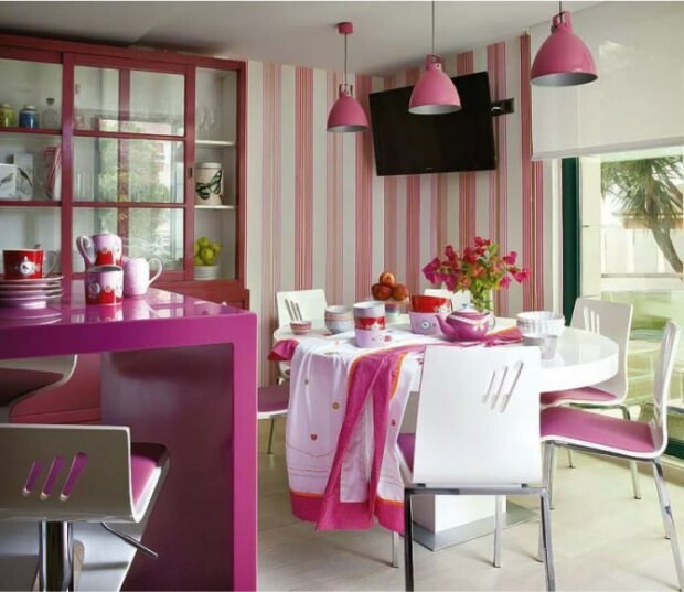 Модерни препоръки за декорация на розова кухня