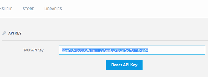 Копирайте ключа на API от акаунта си в BookFusion
