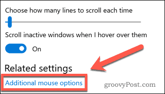 Връзка за допълнителни опции на мишката за Windows