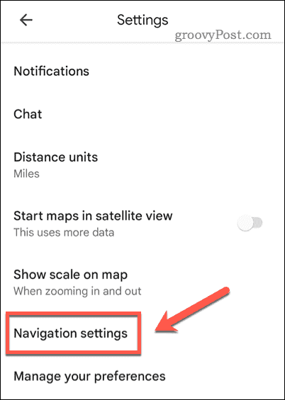 Отворете навигационните настройки на Google Maps