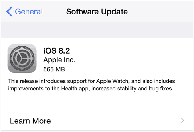 Apple iOS 8.2 за iPhone и iPad - Актуализация на софтуера