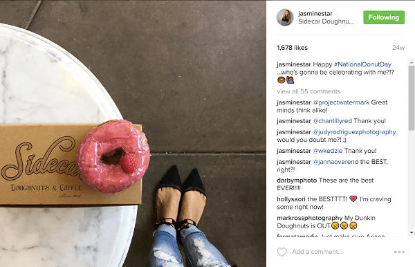Жасмин Стар откри, че феновете й обичат, когато публикува понички в Instagram.