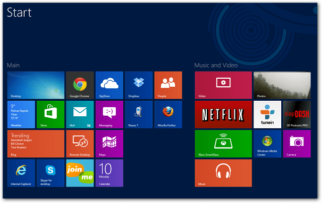 Четири реда за приложения на Windows 8