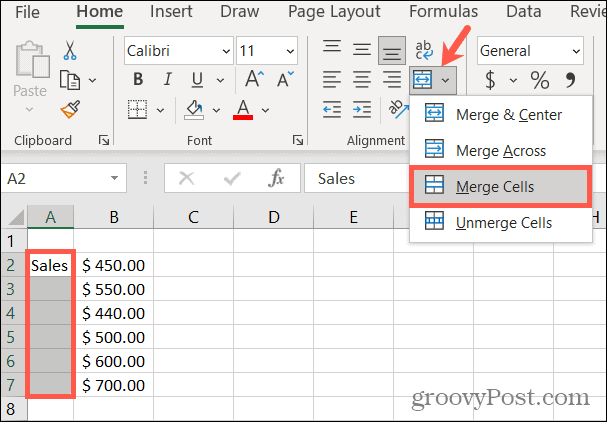 Обединете клетките в Excel, за да завъртите текста