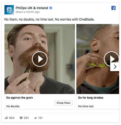 Във видеокаруселна реклама Philips представя няколко случая на използване на своя продукт.