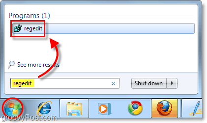 отворен regedit в Windows 7