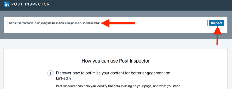 стъпка по стъпка за това как да изчистите кеша с помощта на LinkedIn Post Inspector