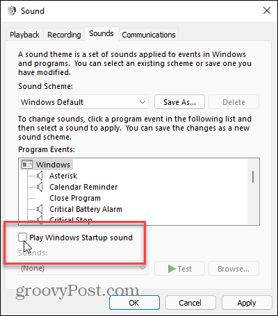 Пуснете Windows Startup Sound Windows 11