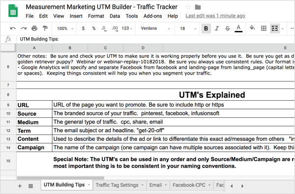 В първия раздел, UTM Building Tips, ще намерите обобщение на UTM информацията, обсъдена по-рано.
