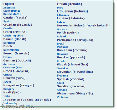 списък с езици на спецки