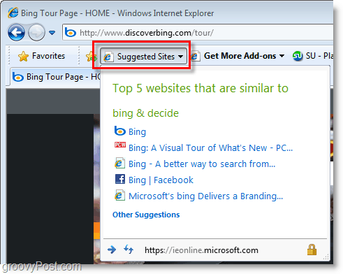 Internet Explorer 8 - предлаганите сайтове е досадно!