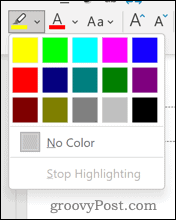 подчертаване на цветовете в PowerPoint