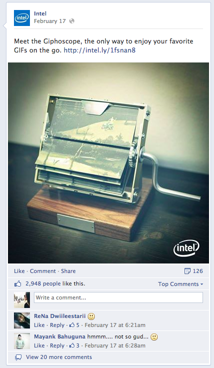 intel post във facebook