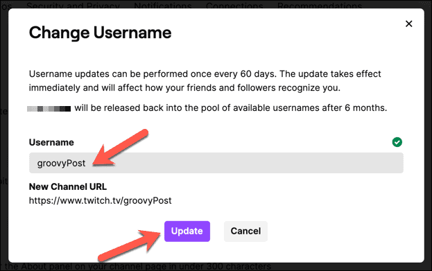 Промяна на вашето потребителско име в Twitch на компютър или Mac