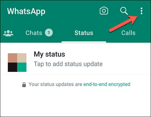 Отворете менюто Whatsapp
