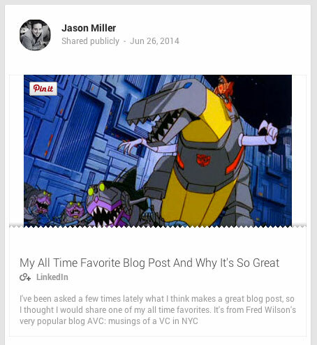 Джейсън Милър, издател в Google Plus