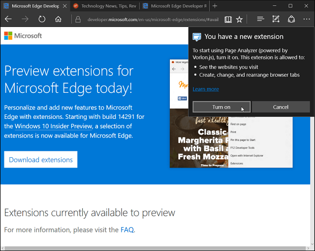 Инсталирано е Microsoft Edge Extension