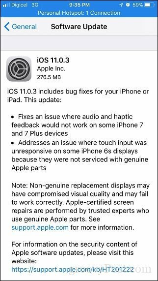 Apple iOS 11.0.3 - Apple пуска още една незначителна актуализация за iPhone и iPad
