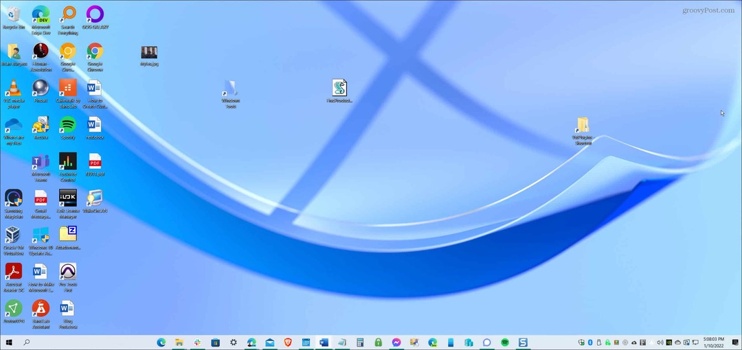 централна лента на задачите на Windows 10