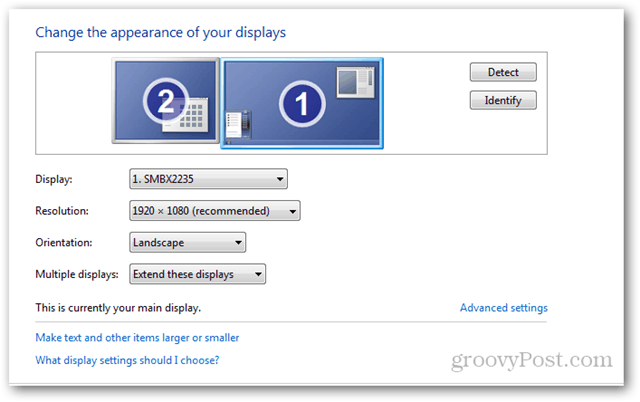 Разделителна способност на екрана Windows 7 Windows 8 разполага с позиция резолюция на размера