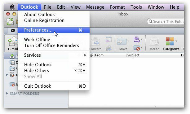 Предпочитания за Mac на Outlook