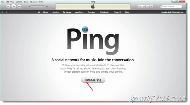 iTunes - Щракнете върху Включване на Ping