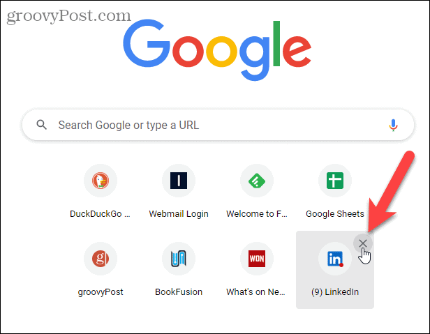 Премахнете пряк път на страницата с нов раздел на Chrome