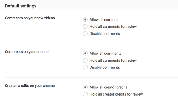 Можете да разрешите всички коментари при изпращане или да изберете да ги задържите за преглед в зависимост от вашите предпочитания за модериране в YouTube.
