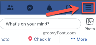 Иконата на менюто за приложение на Facebook