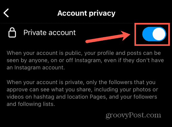 instagram включете частно