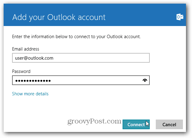 Добавете вашия Outlook.com адрес към Windows 8 Mail