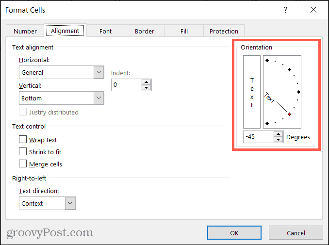 Форматирайте подравняването на клетки в Excel
