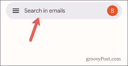 Докоснете лентата за търсене в Gmail Mobile