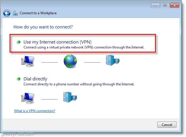 използвайте моята интернет връзка vpn в Windows 7