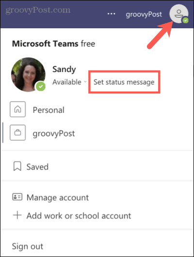 Задайте съобщение за състояние в Microsoft Teams