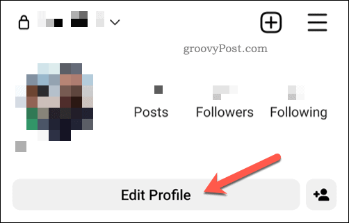 Бутон за редактиране на профил в Instagram