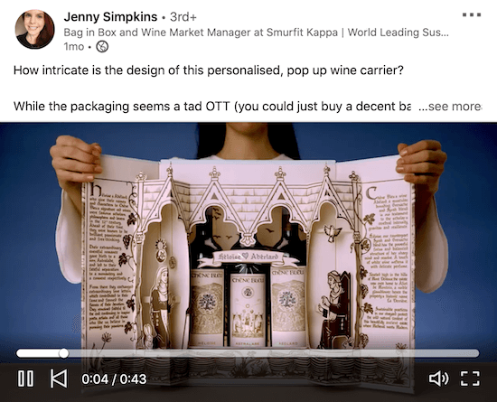 пример за свързано видео от jenny simpkins, показващо как да използвам вградената подробна опаковка на винен пакет, за да впечатля