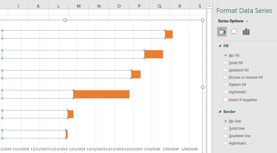 ясни серии от данни в Excel
