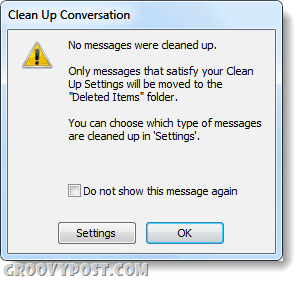 Outlook 2010 няма имейли за почистване