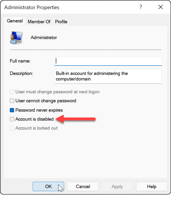 активиране на администраторски акаунт в Windows 11