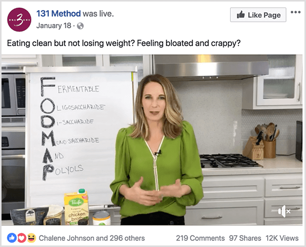 Страницата на 131 метод във Facebook публикува видео за чистото хранене.
